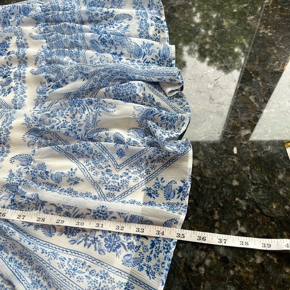 Calvin Klein blue and white drop waist tiered dress. Delft blue. Halter with tie - Picture 14 of 14